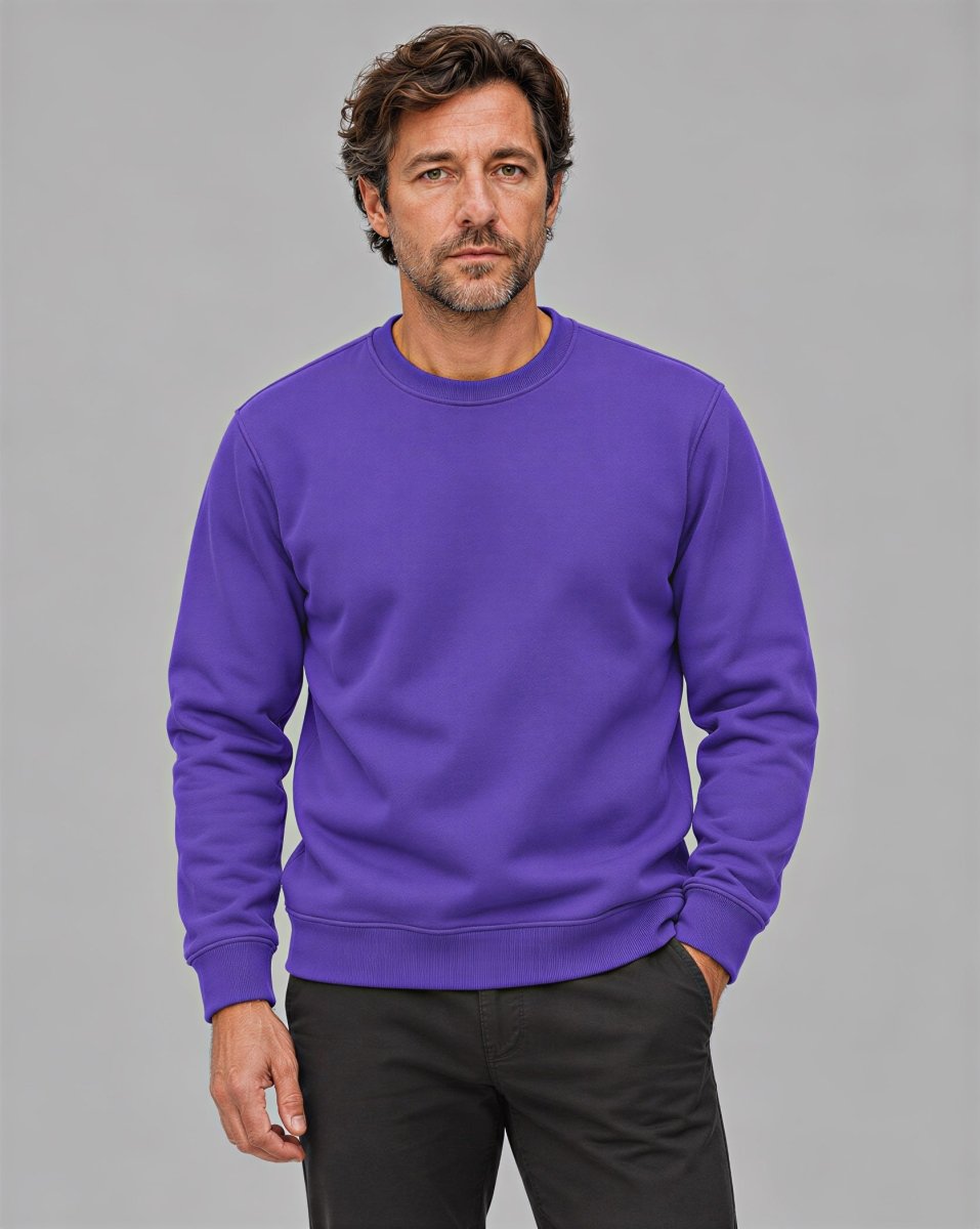 TACVASEN Purple Men's Sherpa Lined Sweatshirt Warm Heavyweight Fleece Pullover