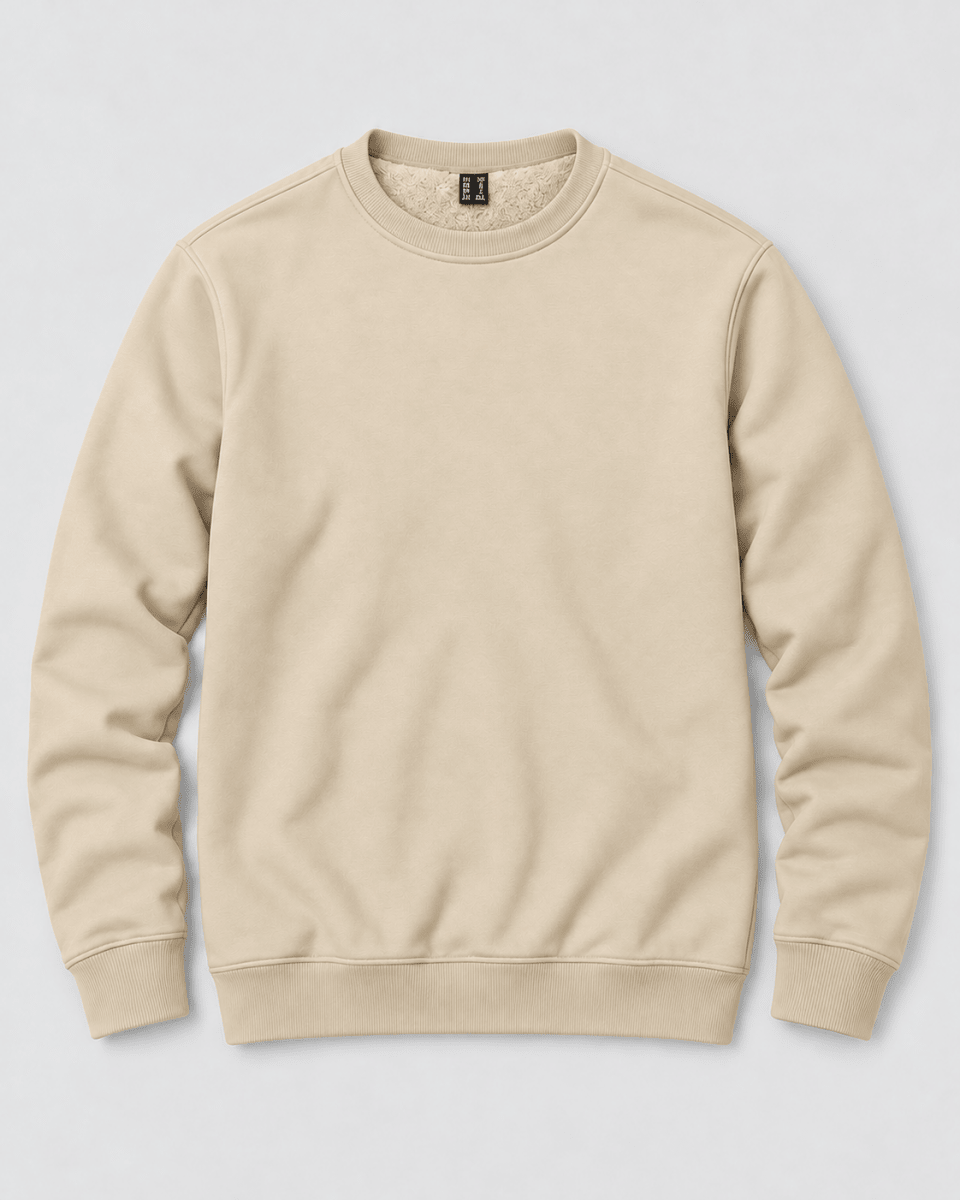 TACVASEN Light Khaki Men's Sherpa Lined Sweatshirt Warm Heavyweight Fleece Pullover