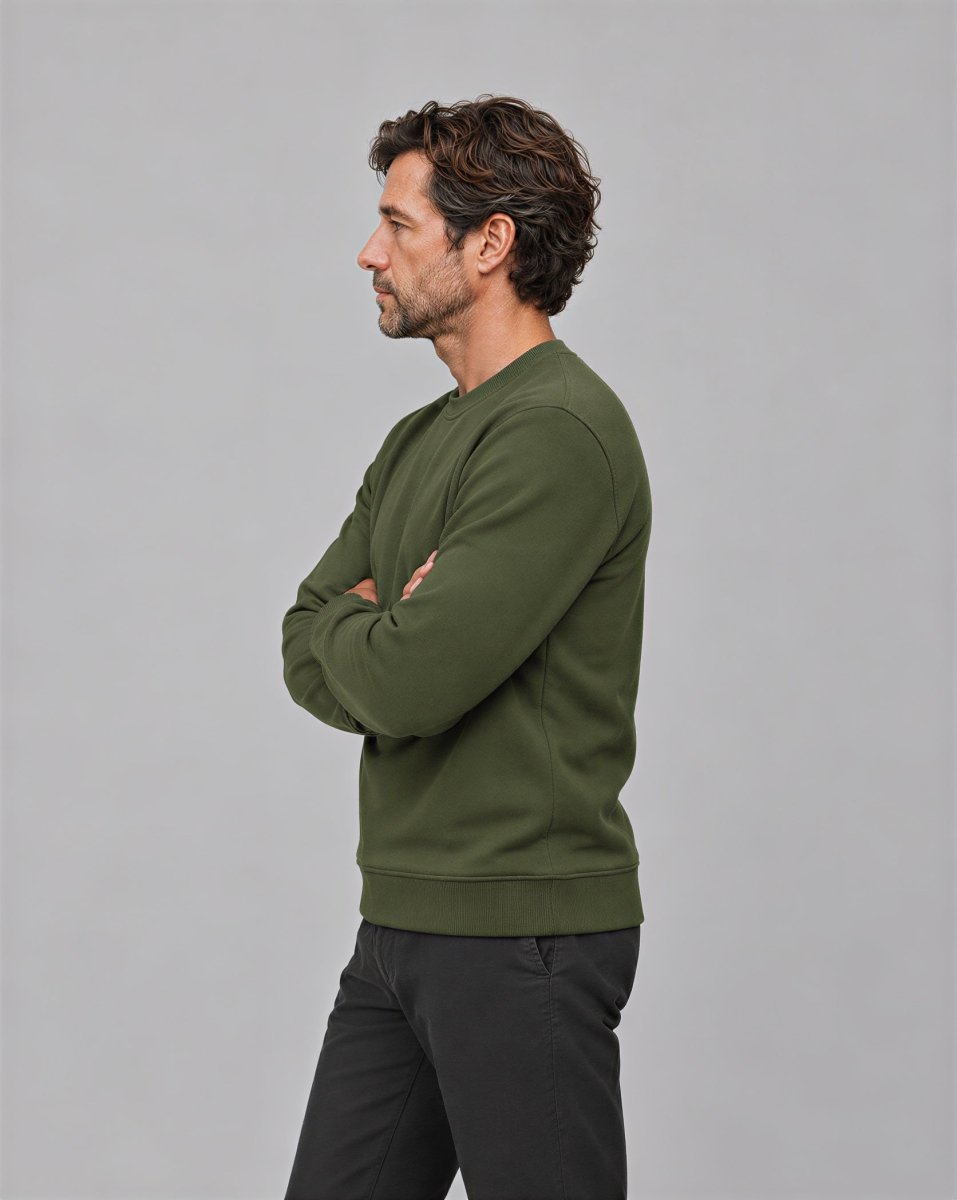 TACVASEN Army Green Men's Sherpa Lined Sweatshirt Warm Heavyweight Fleece Pullover