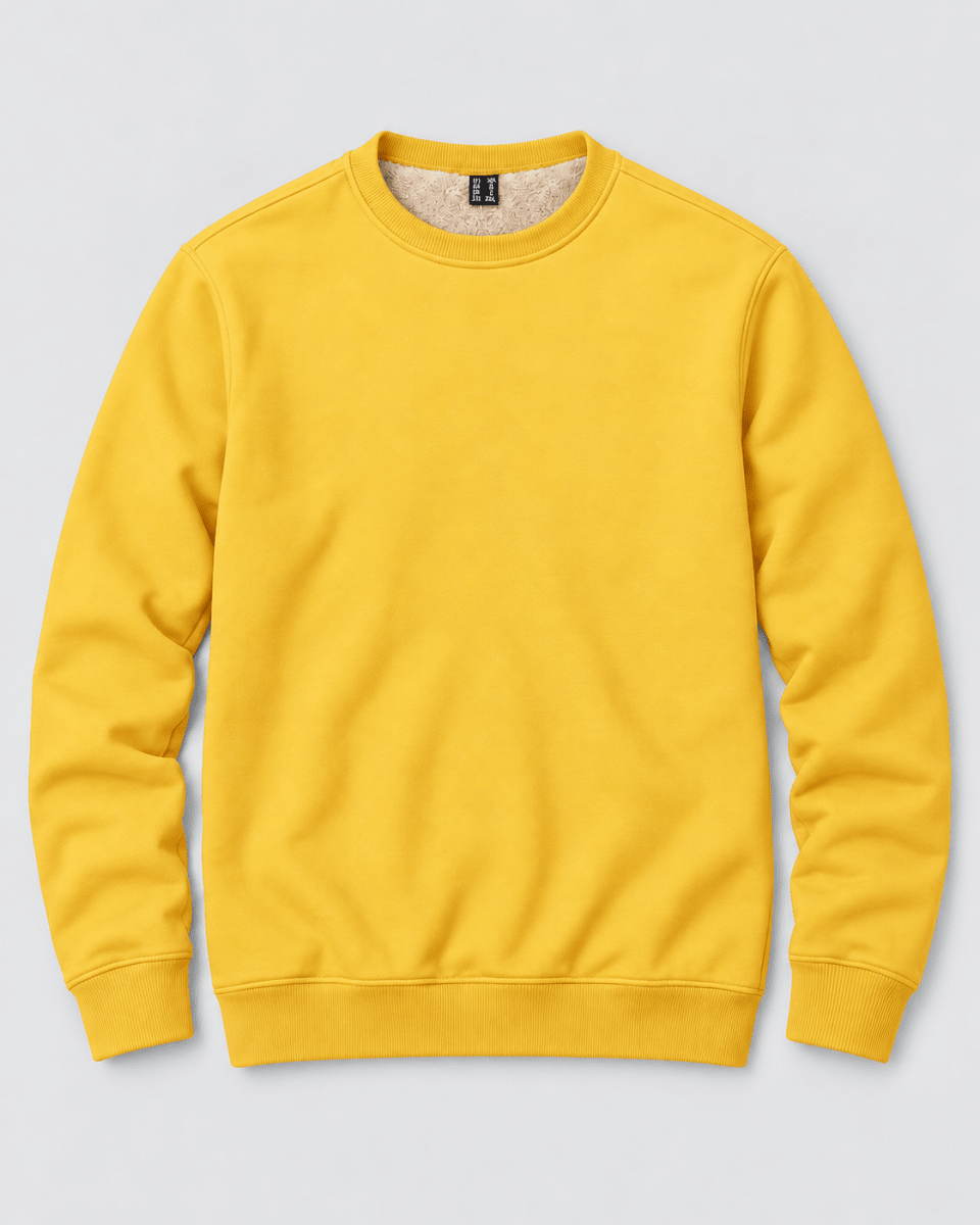 TACVASEN Yellow Men's Sherpa Lined Sweatshirt Warm Heavyweight Fleece Pullover