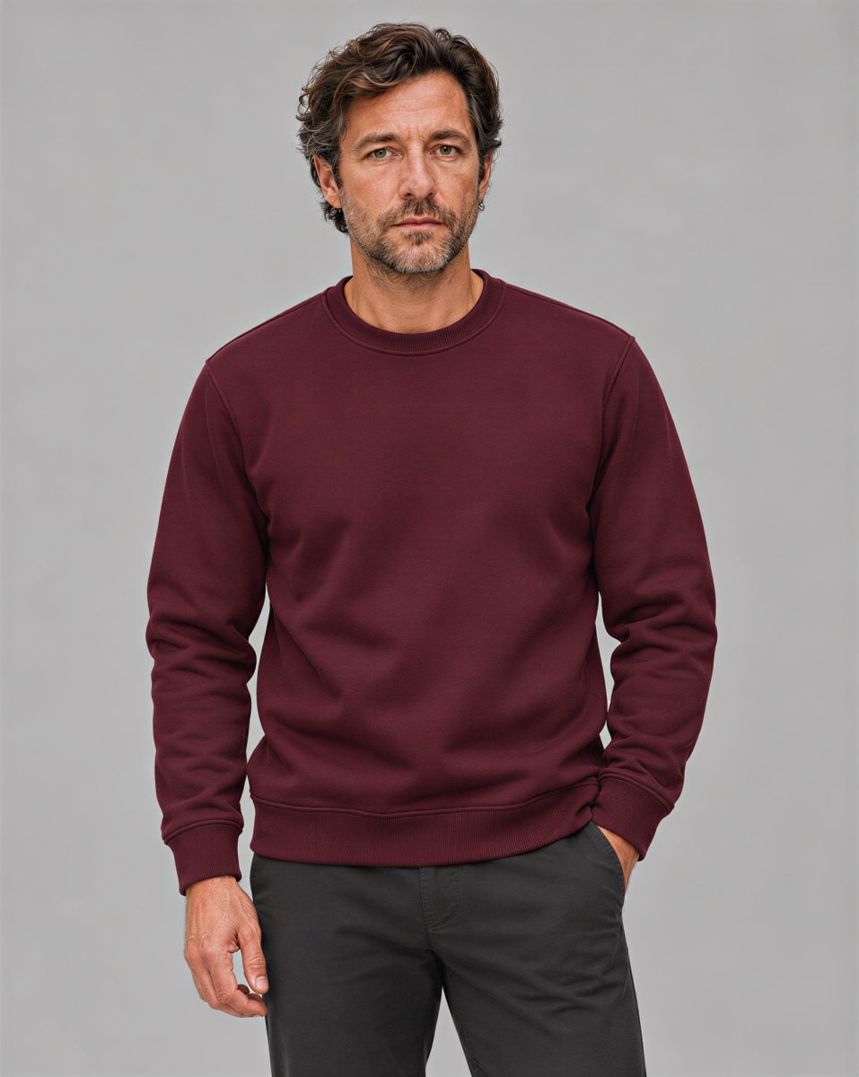 TACVASEN Wine Red Men's Sherpa Lined Sweatshirt Warm Heavyweight Fleece Pullover