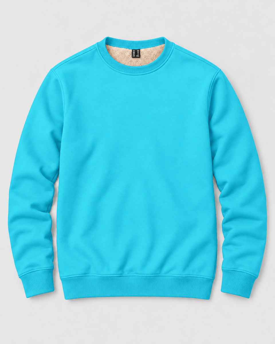 TACVASEN Ice Blue Men's Sherpa Lined Sweatshirt Warm Heavyweight Fleece Pullover