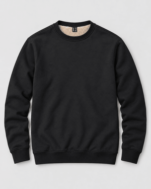 TACVASEN Black Men's Sherpa Lined Sweatshirt Warm Heavyweight Fleece Pullover
