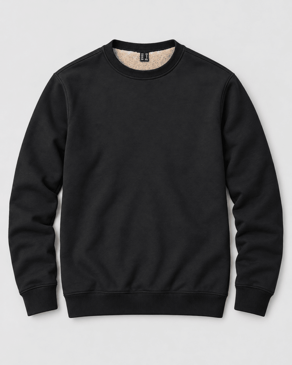 TACVASEN Black Men's Sherpa Lined Sweatshirt Warm Heavyweight Fleece Pullover
