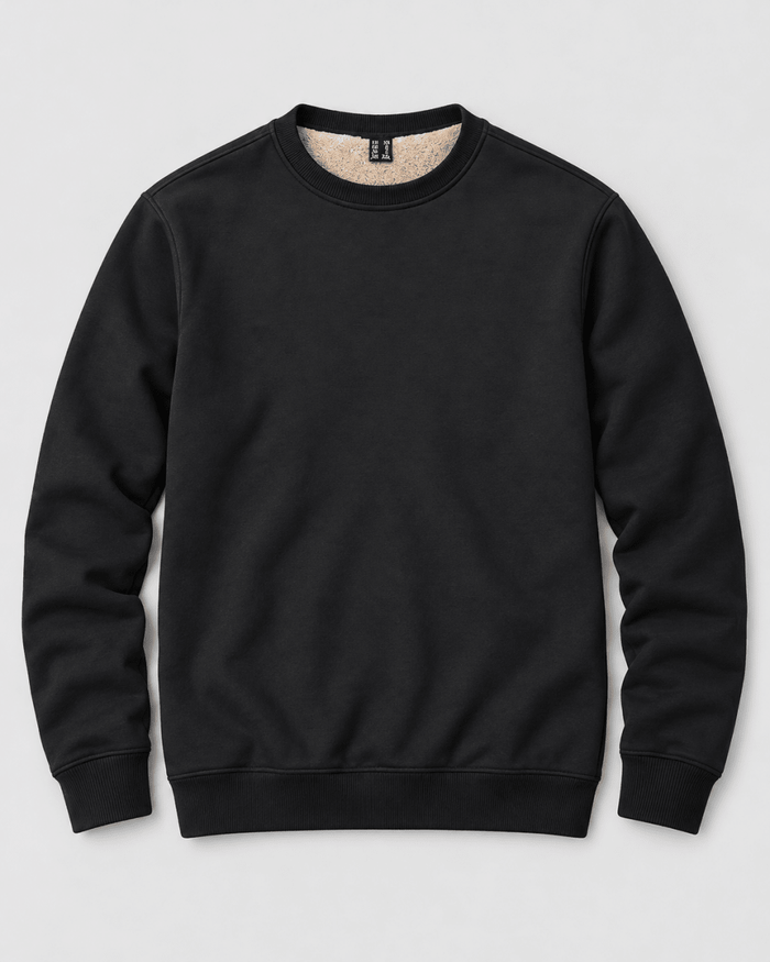 TACVASEN Black Men's Sherpa Lined Sweatshirt Warm Heavyweight Fleece Pullover