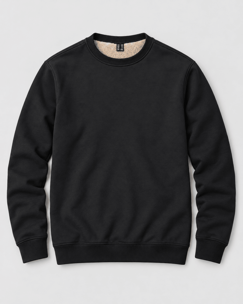 TACVASEN Black Men's Sherpa Lined Sweatshirt Warm Heavyweight Fleece Pullover