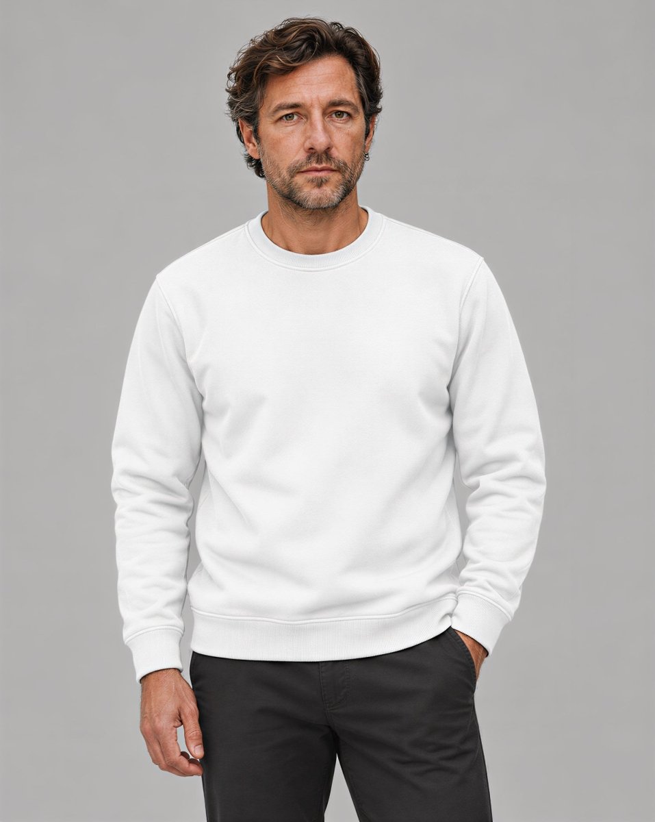 TACVASEN White Men's Sherpa Lined Sweatshirt Warm Heavyweight Fleece Pullover