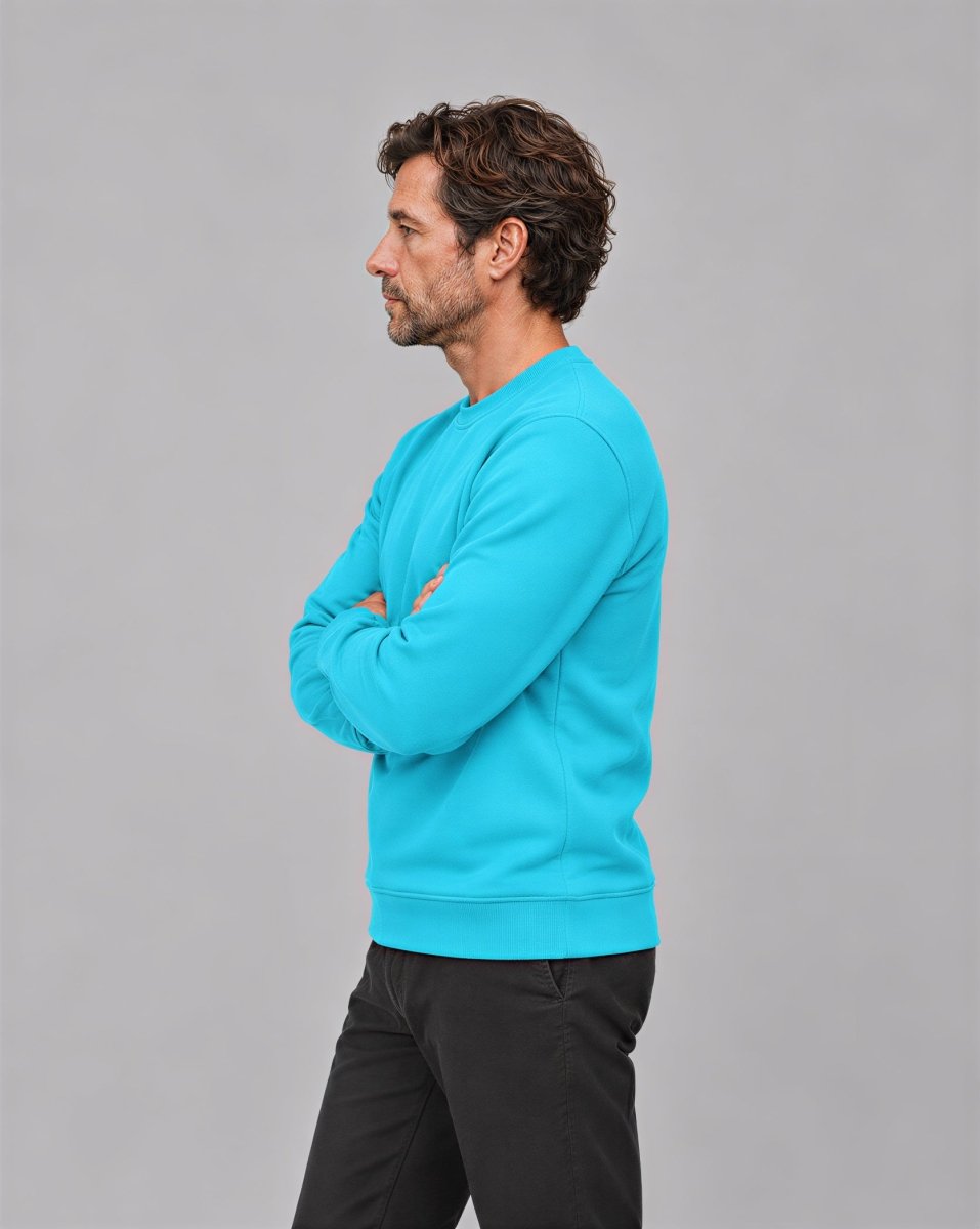 TACVASEN Ice Blue Men's Sherpa Lined Sweatshirt Warm Heavyweight Fleece Pullover