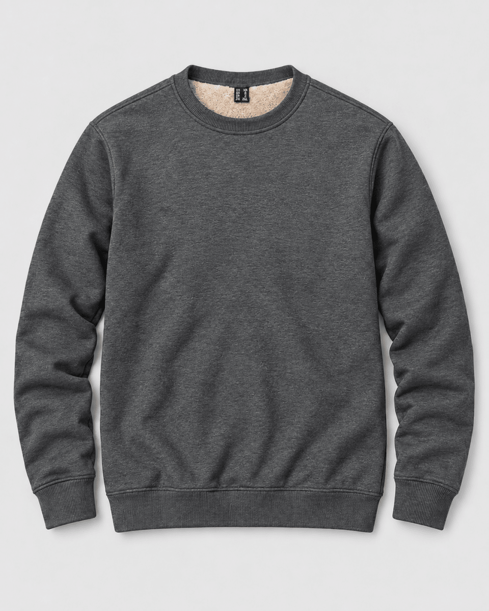TACVASEN Dark Grey Men's Sherpa Lined Sweatshirt Warm Heavyweight Fleece Pullover