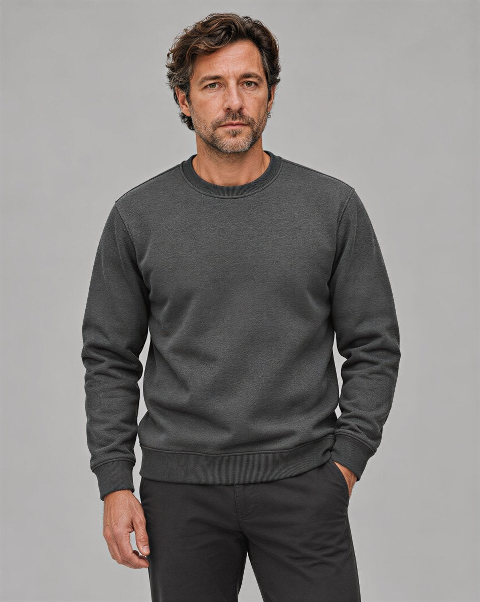 TACVASEN Dark Grey Men's Sherpa Lined Sweatshirt Warm Heavyweight Fleece Pullover