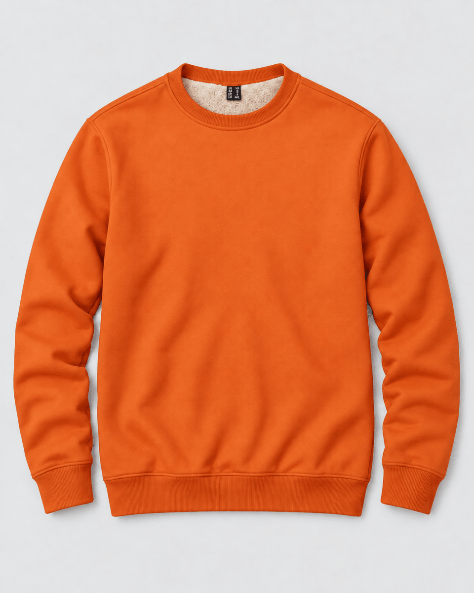 TACVASEN Orange Men's Sherpa Lined Sweatshirt Warm Heavyweight Fleece Pullover