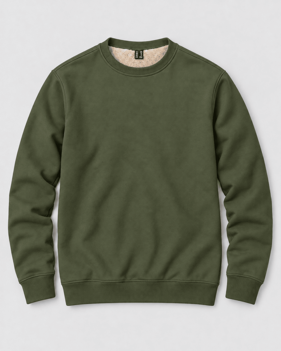 TACVASEN Army Green Men's Sherpa Lined Sweatshirt Warm Heavyweight Fleece Pullover