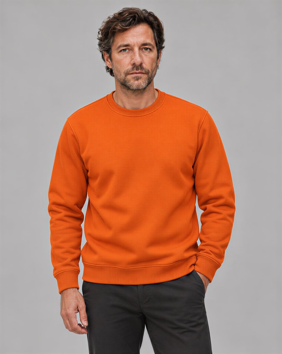 TACVASEN Orange Men's Sherpa Lined Sweatshirt Warm Heavyweight Fleece Pullover