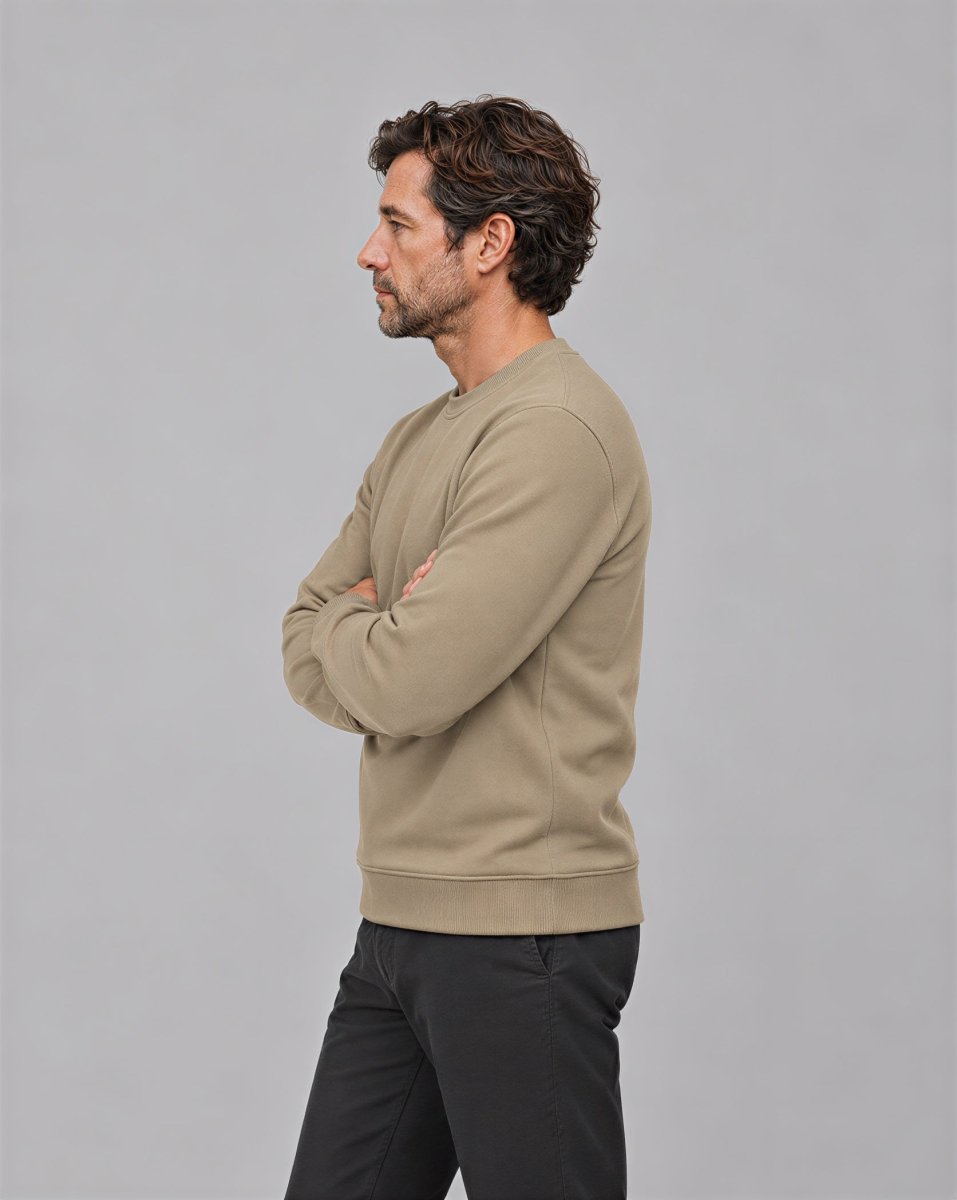 TACVASEN Khaki Men's Sherpa Lined Sweatshirt Warm Heavyweight Fleece Pullover