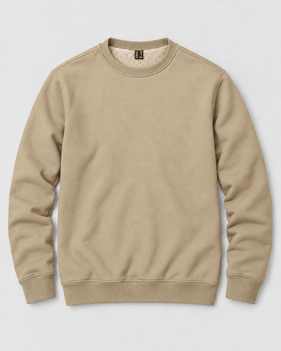 TACVASEN Khaki Men's Sherpa Lined Sweatshirt Warm Heavyweight Fleece Pullover