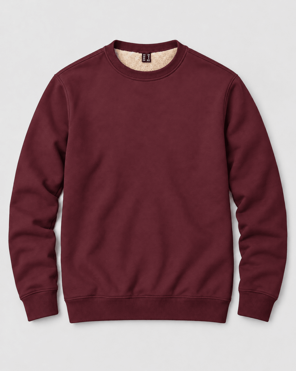 TACVASEN Wine Red Men's Sherpa Lined Sweatshirt Warm Heavyweight Fleece Pullover