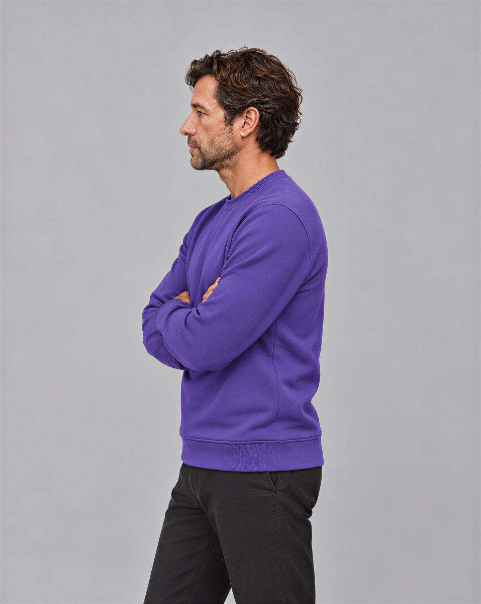 TACVASEN Purple Men's Sherpa Lined Sweatshirt Warm Heavyweight Fleece Pullover