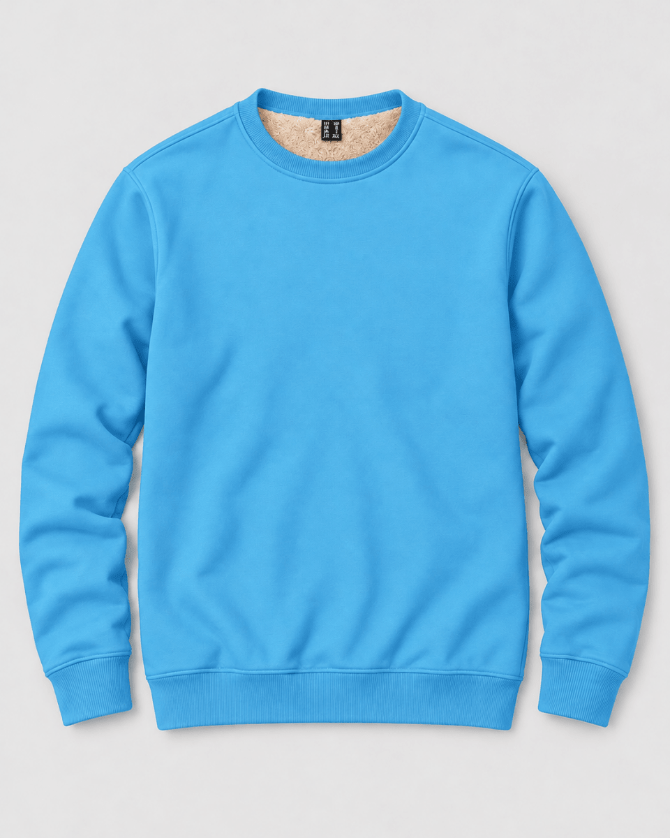 TACVASEN Sky Blue Men's Sherpa Lined Sweatshirt Warm Heavyweight Fleece Pullover