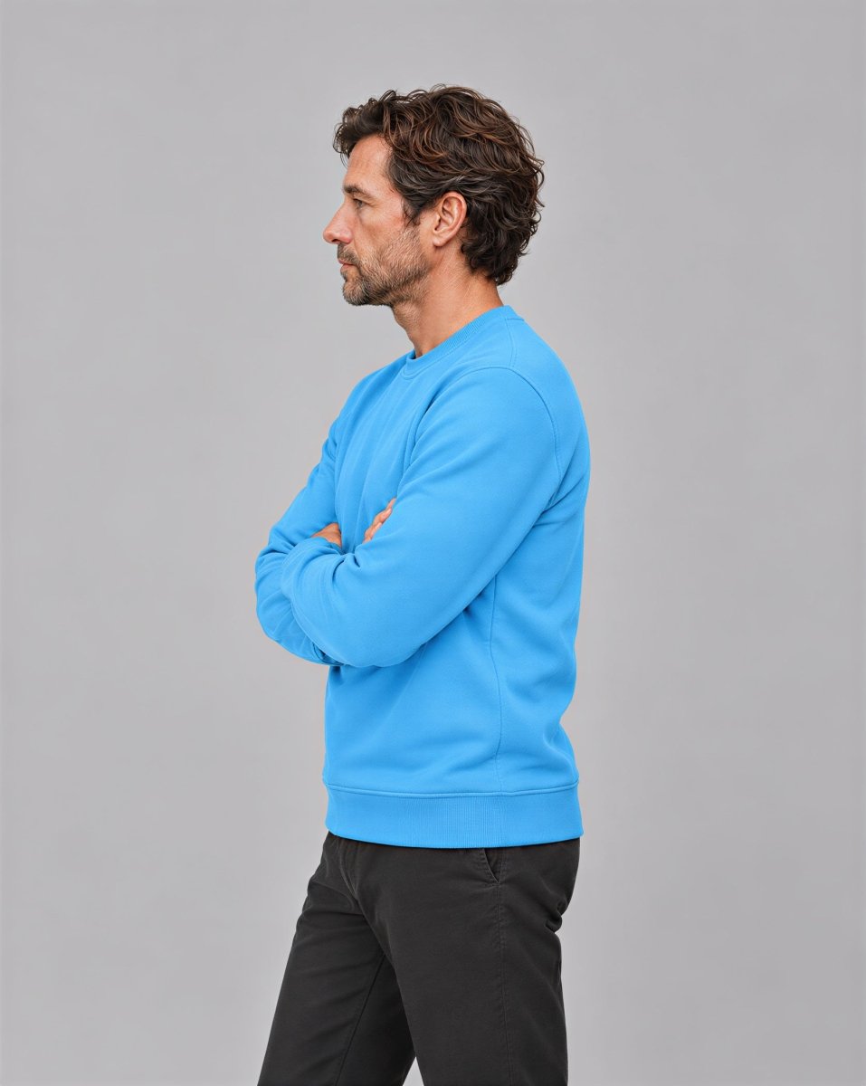TACVASEN Sky Blue Men's Sherpa Lined Sweatshirt Warm Heavyweight Fleece Pullover