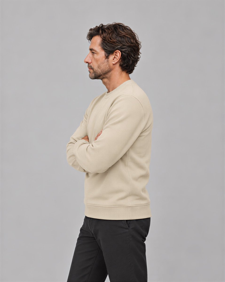 TACVASEN Light Khaki Men's Sherpa Lined Sweatshirt Warm Heavyweight Fleece Pullover
