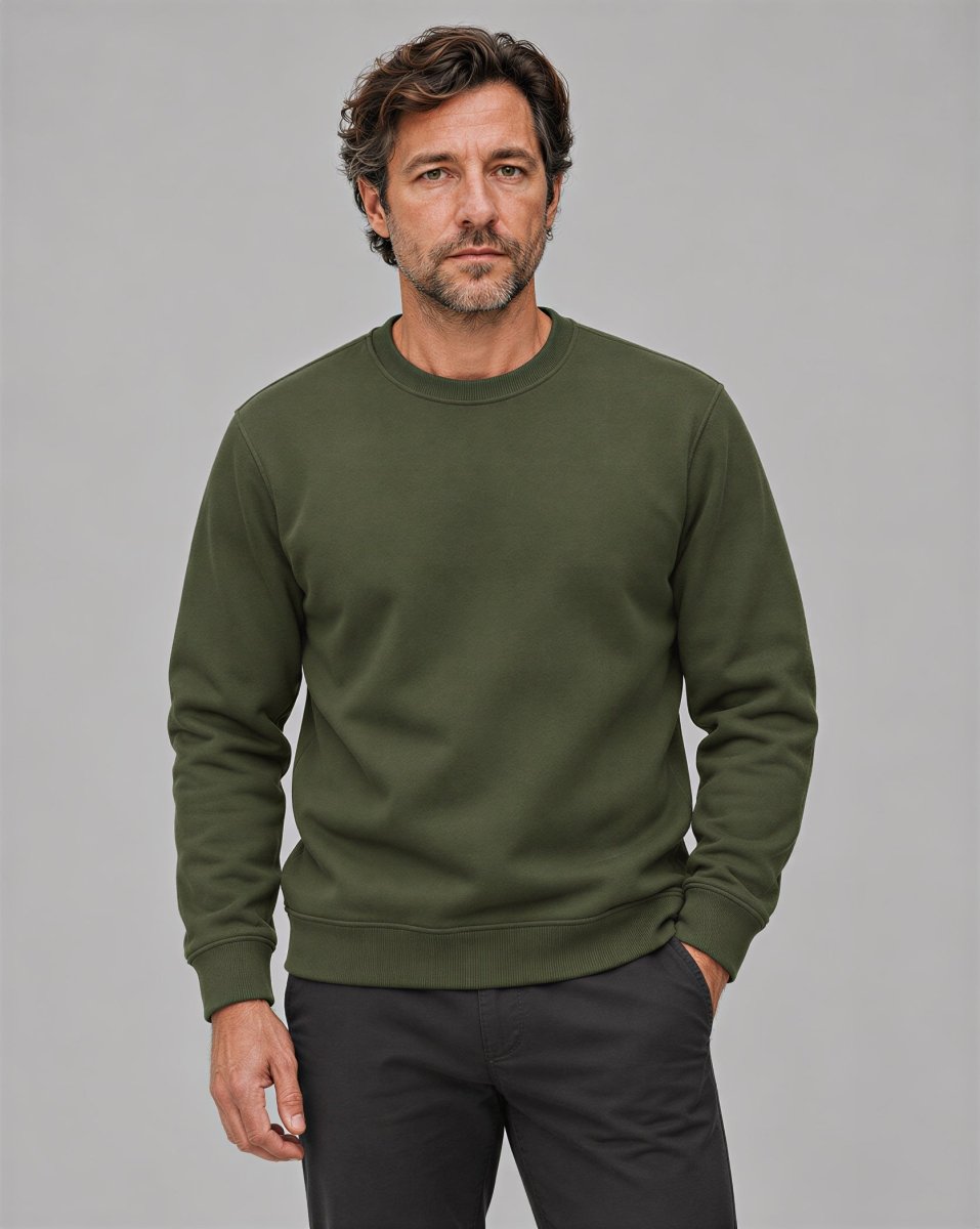 TACVASEN Army Green Men's Sherpa Lined Sweatshirt Warm Heavyweight Fleece Pullover