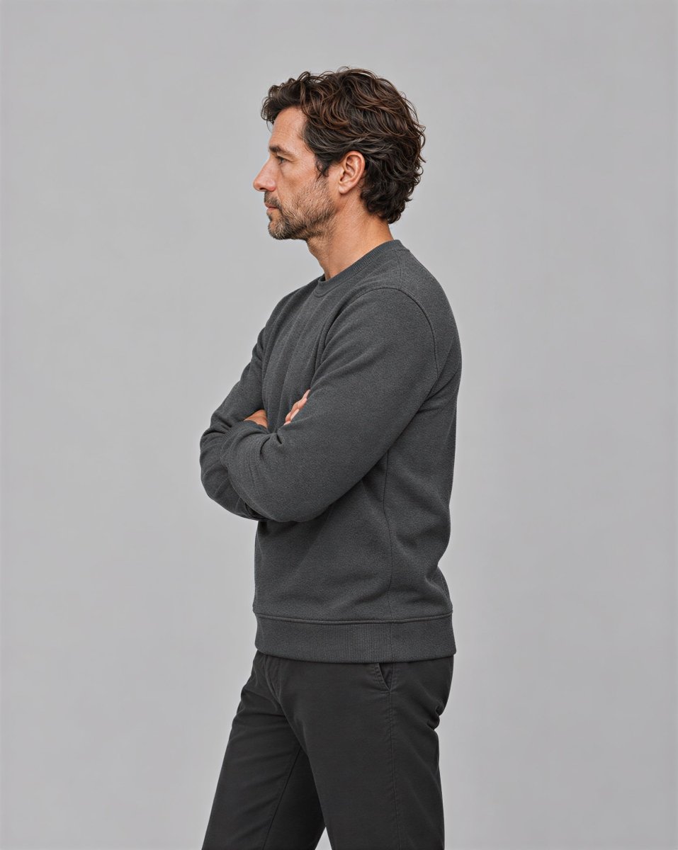TACVASEN Dark Grey Men's Sherpa Lined Sweatshirt Warm Heavyweight Fleece Pullover