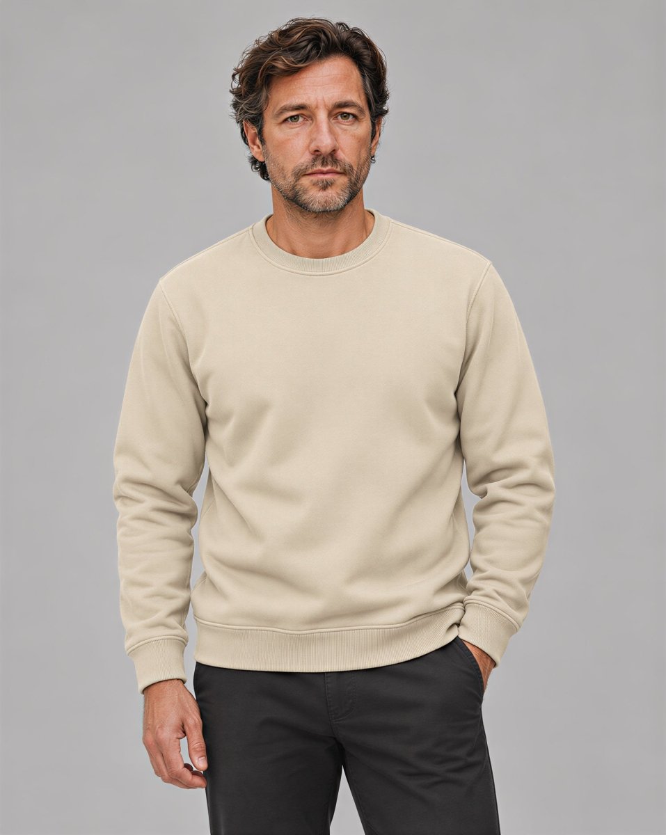 TACVASEN Light Khaki Men's Sherpa Lined Sweatshirt Warm Heavyweight Fleece Pullover