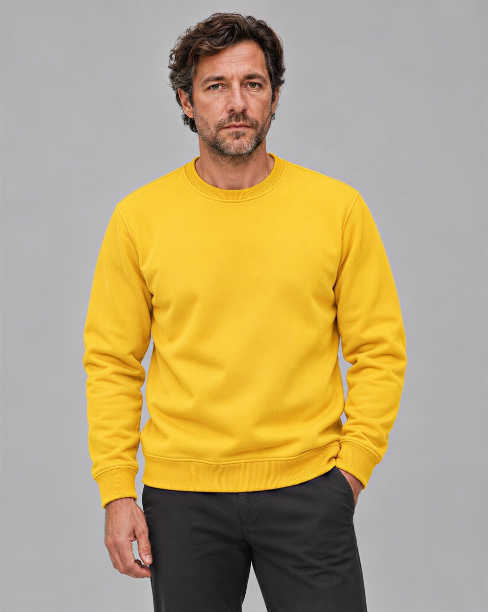 TACVASEN Yellow Men's Sherpa Lined Sweatshirt Warm Heavyweight Fleece Pullover