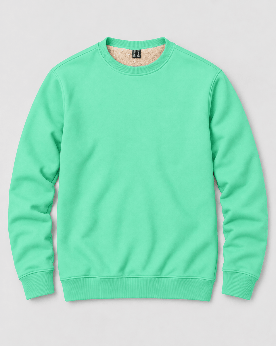 TACVASEN Mint Green Men's Sherpa Lined Sweatshirt Warm Heavyweight Fleece Pullover