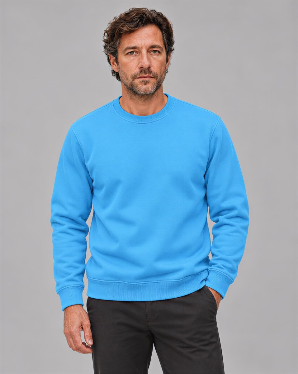 TACVASEN Sky Blue Men's Sherpa Lined Sweatshirt Warm Heavyweight Fleece Pullover