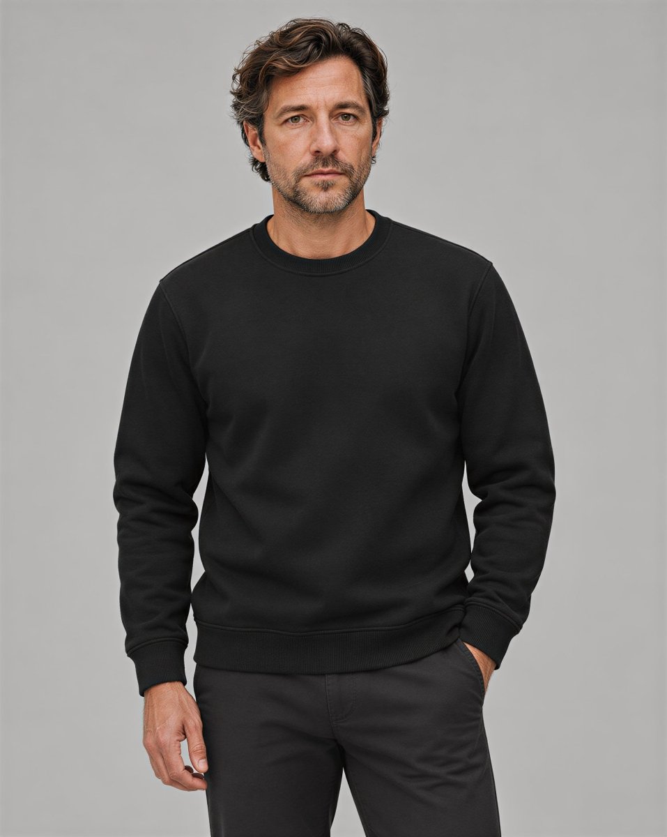 TACVASEN Black Men's Sherpa Lined Sweatshirt Warm Heavyweight Fleece Pullover