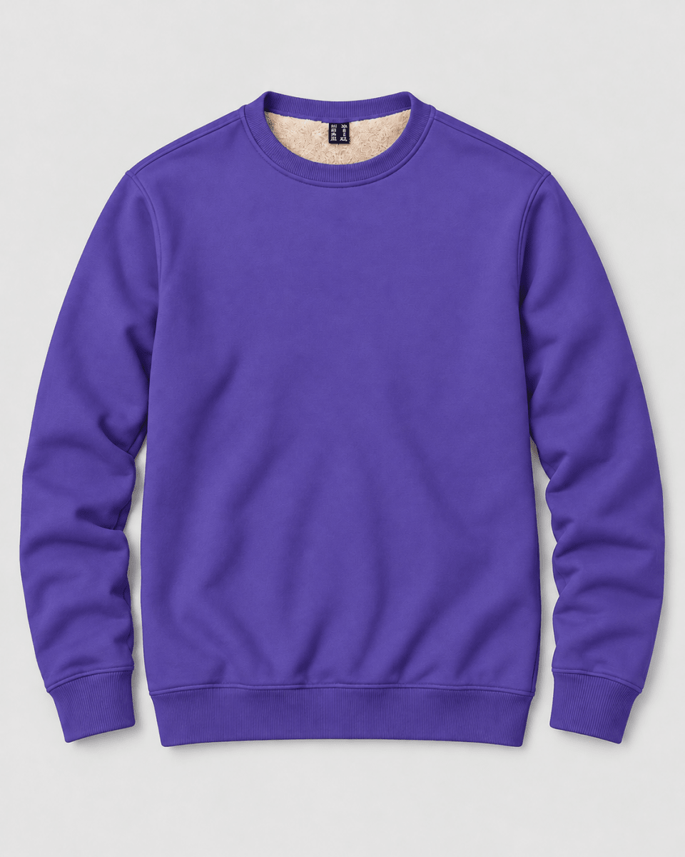 TACVASEN Purple Men's Sherpa Lined Sweatshirt Warm Heavyweight Fleece Pullover