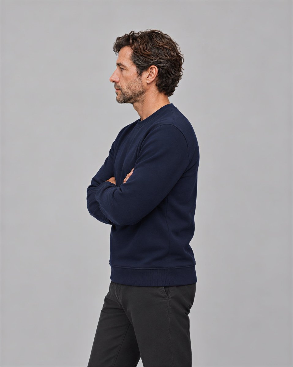 TACVASEN Navy Men's Sherpa Lined Sweatshirt Warm Heavyweight Fleece Pullover
