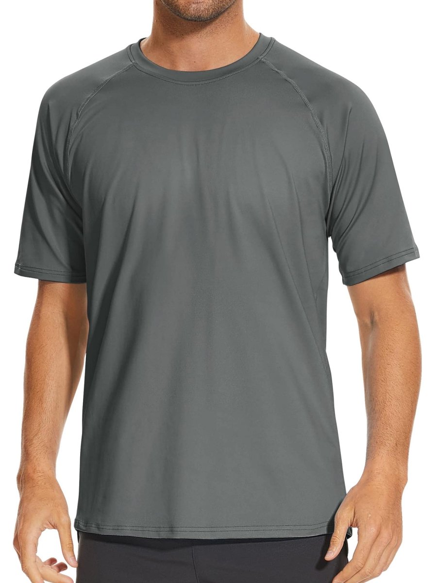 TACVASEN Dark Grey Men's Short Sleeve UPF 50+ Sun Protection Shirts