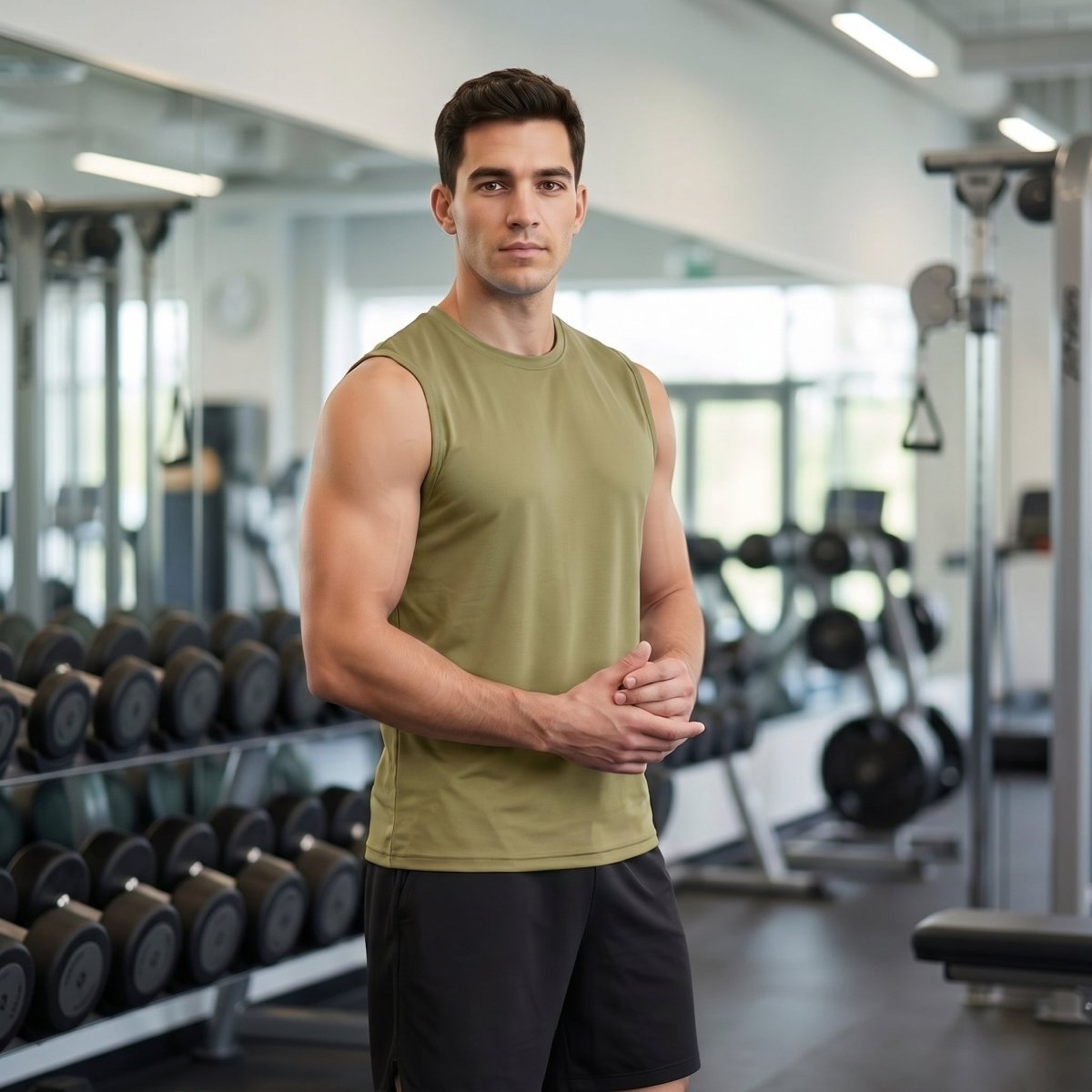 TACVASEN Cyan Men's Sleeveless Shirt Quick Dry UPF 50+ Gym Tank Top