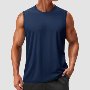 TACVASEN Navy Men's Sleeveless Shirt Quick Dry UPF 50+ Gym Tank Top