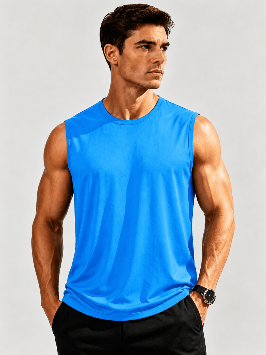 TACVASEN Azure Men's Sleeveless Shirt Quick Dry UPF 50+ Gym Tank Top
