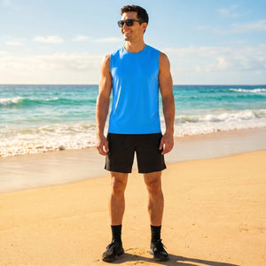 TACVASEN Azure Men's Sleeveless Shirt Quick Dry UPF 50+ Gym Tank Top