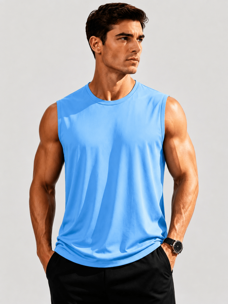 TACVASEN Waterfall Blue Men's Sleeveless Shirt Quick Dry UPF 50+ Gym Tank Top