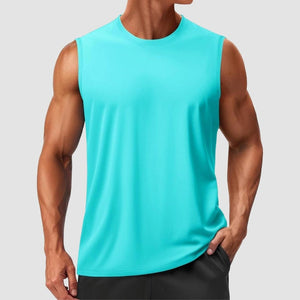 TACVASEN Light Lake Blue Men's Sleeveless Shirt Quick Dry UPF 50+ Gym Tank Top