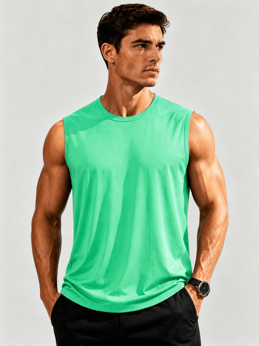 TACVASEN Mint Green Men's Sleeveless Shirt Quick Dry UPF 50+ Gym Tank Top
