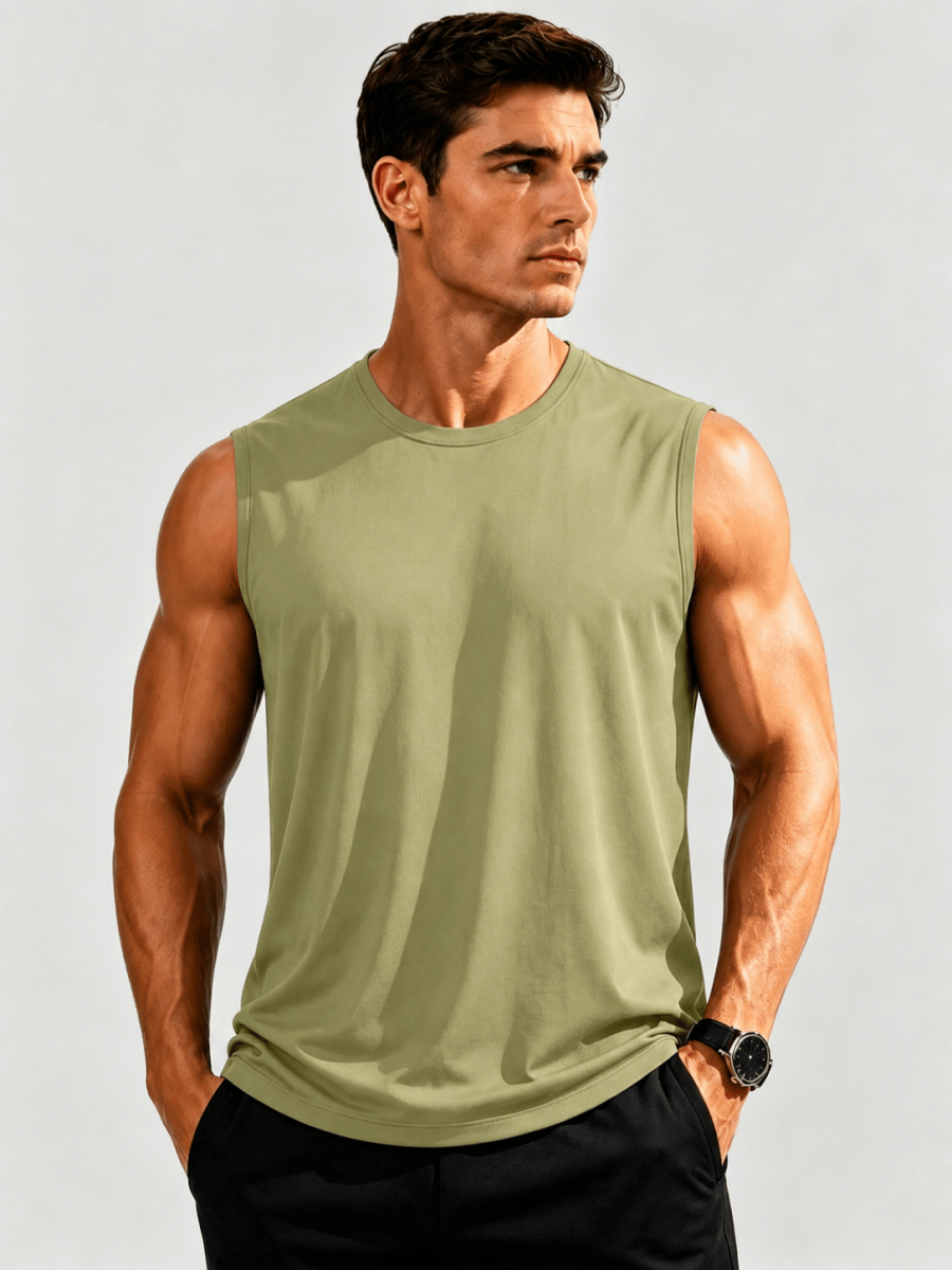 TACVASEN Cyan Men's Sleeveless Shirt Quick Dry UPF 50+ Gym Tank Top