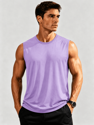 TACVASEN Light Purple Men's Sleeveless Shirt Quick Dry UPF 50+ Gym Tank Top