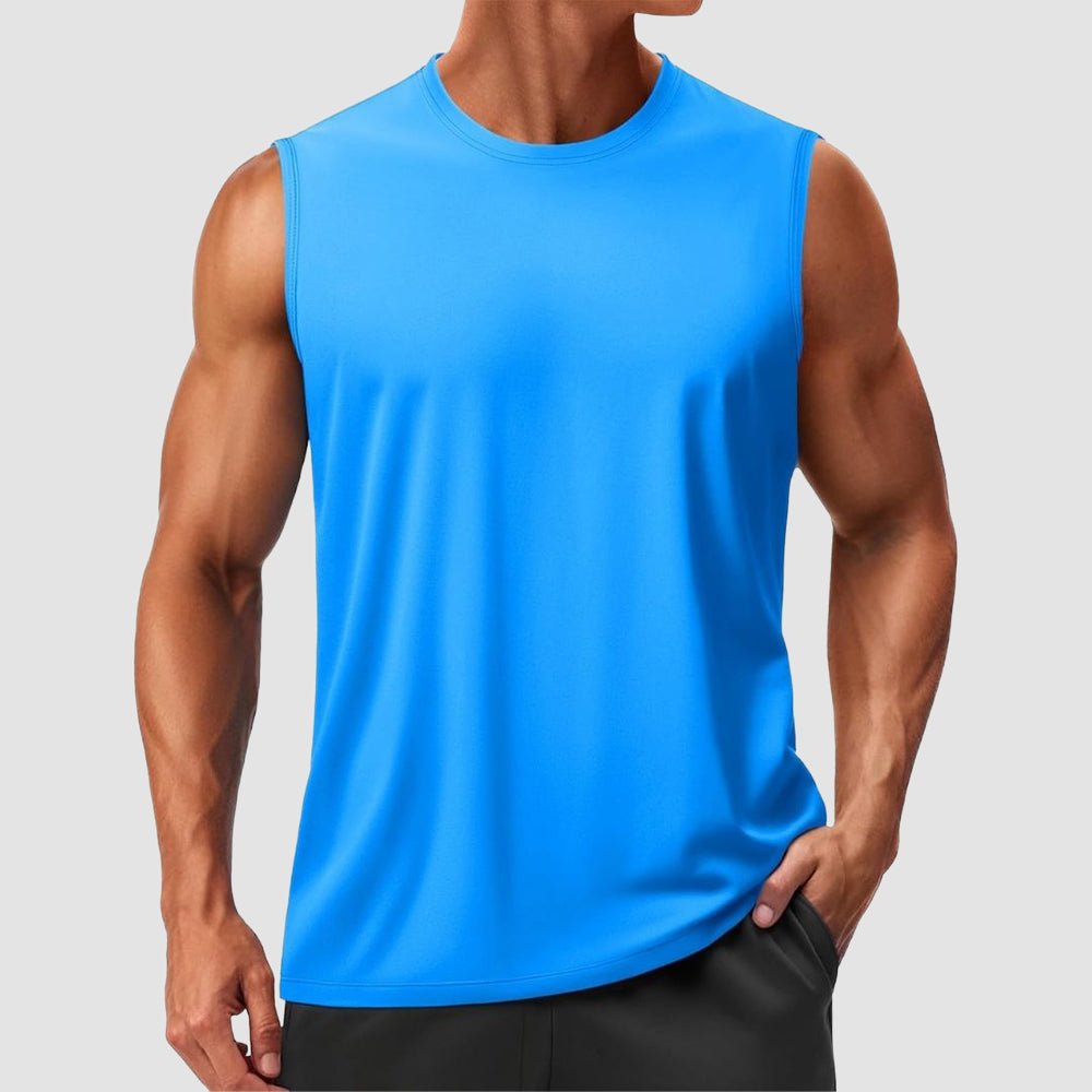 TACVASEN Azure Men's Sleeveless Shirt Quick Dry UPF 50+ Gym Tank Top
