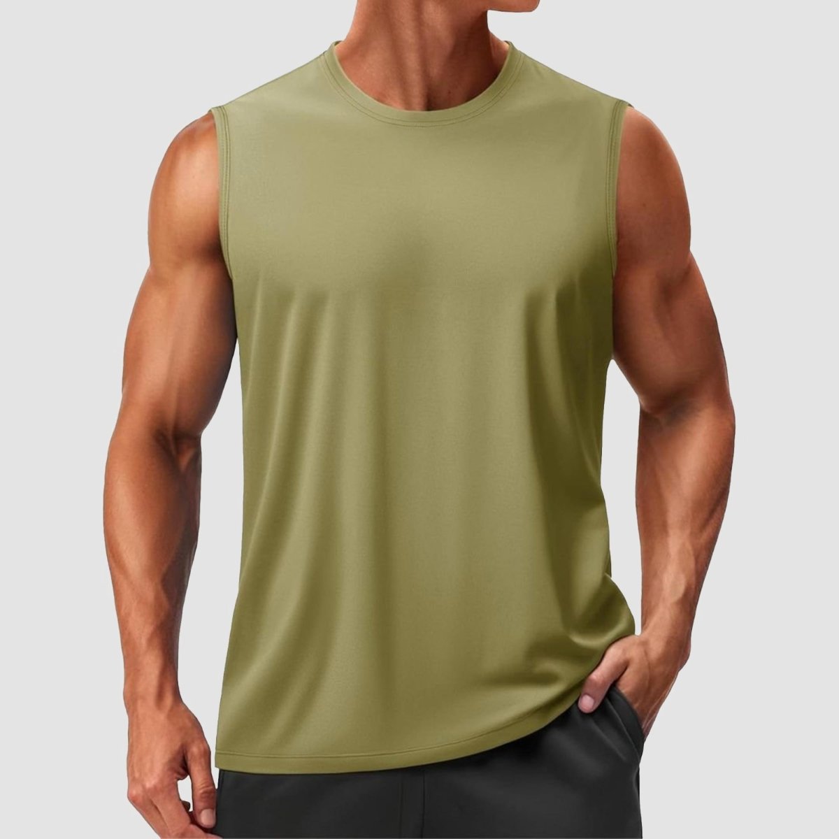 TACVASEN Cyan Men's Sleeveless Shirt Quick Dry UPF 50+ Gym Tank Top