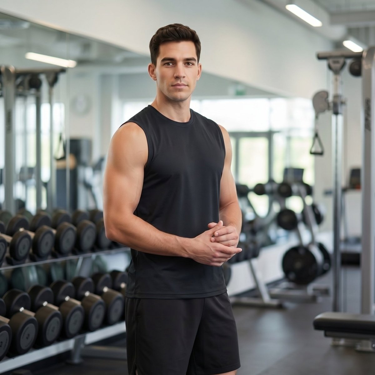 TACVASEN Black Men's Sleeveless Shirt Quick Dry UPF 50+ Gym Tank Top
