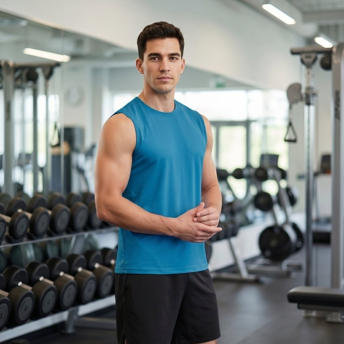 TACVASEN Blue Green Men's Sleeveless Shirt Quick Dry UPF 50+ Gym Tank Top