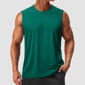TACVASEN Emerald Green Men's Sleeveless Shirt Quick Dry UPF 50+ Gym Tank Top