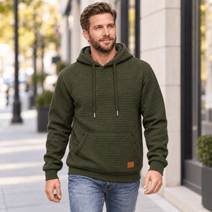 TACVASEN Army Green Men's Small Square Texture Hooded Pullover Shirt
