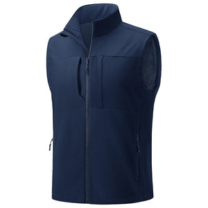 TACVASEN Navy Softshell Vest Windproof Waterproof Lightweight Jacket